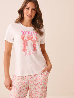 La Vie En Rose - White Lobster Print Super Soft T-Shirt