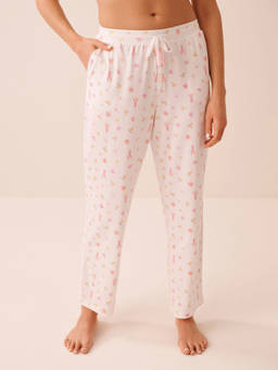 La Vie En Rose - White Lobster Floral Print Super Soft Pajama
