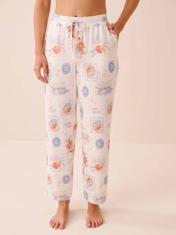 La Vie En Rose - White Dolce Vita Print Super Soft Pajama