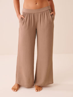 La Vie En Rose - Brown Wide Leg Crinkle Pant