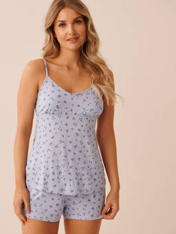 La Vie En Rose - Blue Berry Print Soft Jersey Camisole