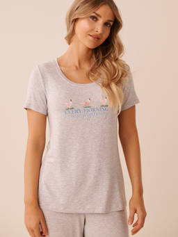 La Vie En Rose - Grey Chicken Print Soft Jersey T-Shirt