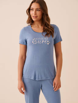 La Vie En Rose - Blue Berry Print Soft Jersey T-Shirt