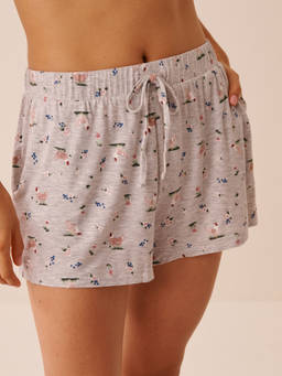 La Vie En Rose - Grey Chicken Print Soft Jersey Shorts
