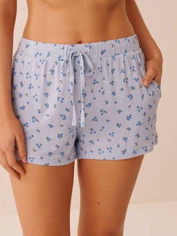 La Vie En Rose - Blue Berry Print Soft Jersey Shorts