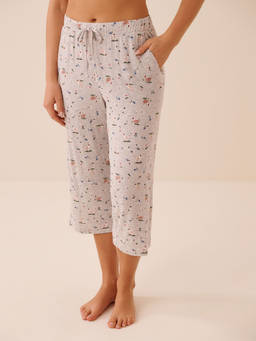 La Vie En Rose - Grey Chicken Print Soft Jersey Capri