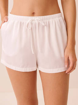 La Vie En Rose - White Satin and Chiffon Shorts