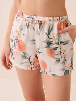 La Vie En Rose - White Print Satin Shorts