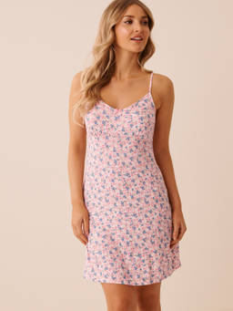 La Vie En Rose - Pink Bloom and Berry Print Soft Jersey Night Dress