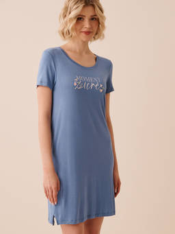 La Vie En Rose - Blue Berry Print Soft Jersey Short Sleeve Sleepshirt