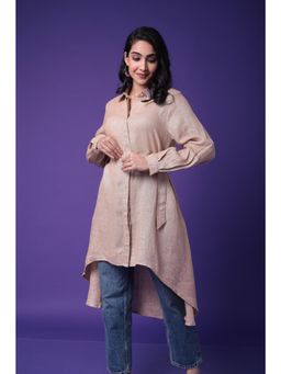 Zari Jaipur - Viscose Tunic with Belt- Beige (Set of 2)