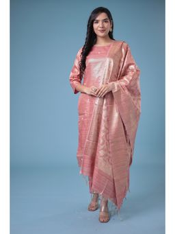Zari Jaipur - Cotton Silk Kurta with Pant & Dupatta- Pink (Set of 3)