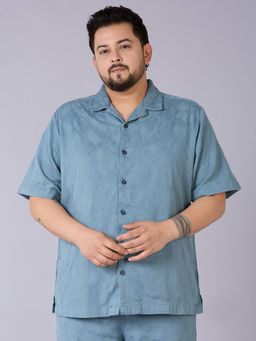 UNSIZED - Men Blue Textured Casual Shirt