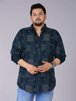 UNSIZED - Men Navy Blue Printed Casual Shirt