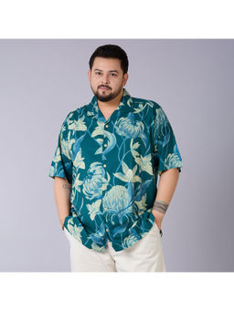 UNSIZED - Men Teal Floral Printed Casual Shirt