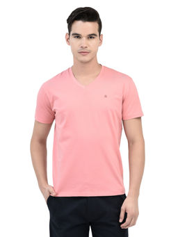 CRIMSOUNE CLUB - Men Peach V-Neck T-Shirt