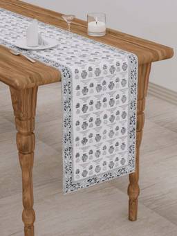 House of Gulab - White Handblock printed Table runner