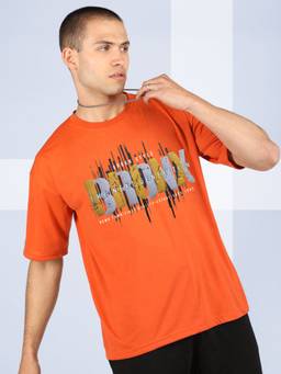 CHKOKKO - Printed Oversized T-Shirt-Orange