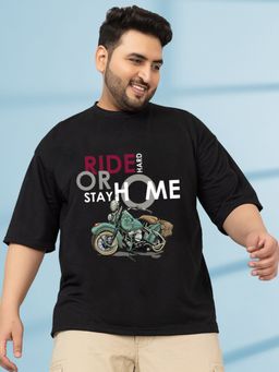 CHKOKKO - Men's Black Oversized Printed T-Shirt