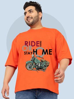 CHKOKKO - Men's Orange Oversized Printed T-Shirt