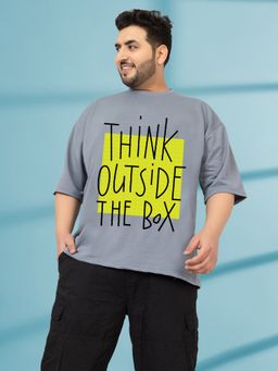 CHKOKKO - Men's Grey Oversized Printed T-Shirt