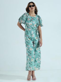 SHOWOFF - Women's Floral Sea Green Jumpsuit