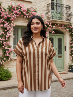 Qurvii - Brown Stripe Shirt