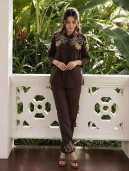 ZUMMER - Brown Embroidered Co-Ord Set