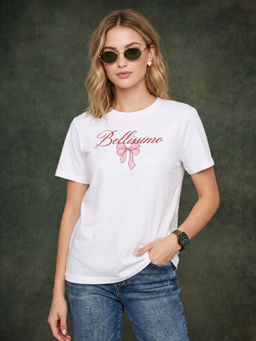 JUNEBERRY - Bellissimo White Printed Regular Fit T-Shirt