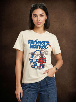 JUNEBERRY - Farmer's Market Off White Regular Fit T-shirt