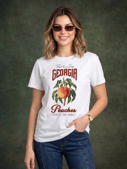 JUNEBERRY - Fresh And Juicy Georgia White Regular Fit T-shirt