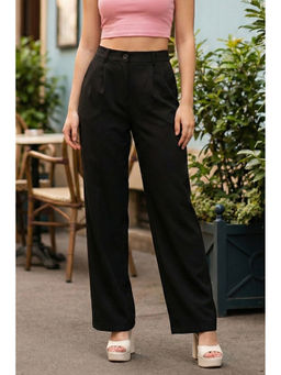 JUNEBERRY - Black Classic Pleat Tailored Wide-Leg Trouser