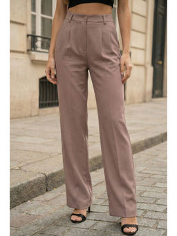 JUNEBERRY - Mauve Classic Pleat Tailored Wide-Leg Trouser