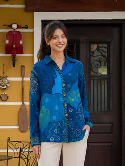 KAFTANIZE - Blue Color Abstract Printed Shirt