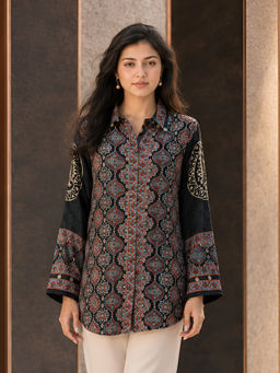 KAFTANIZE - Black Geometric Printed Shirt