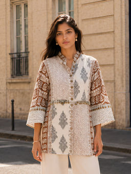KAFTANIZE - White Floral Printed Shirt