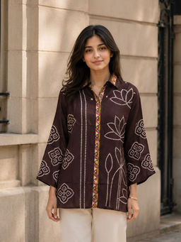 KAFTANIZE - Brown Floral Printed Shirt