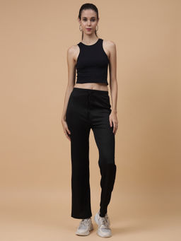 Saffe - Black Solid Texture Sleeveless Co-Ord Set