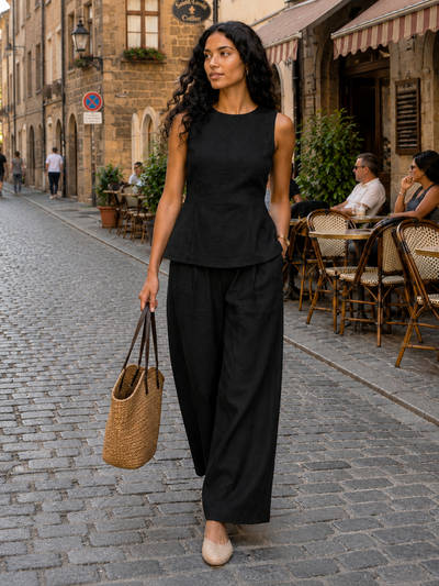 Women Black Cotton Co-Ord Set