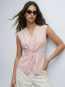 Outzidr - Pink Twisted Front Top