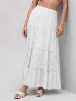 Outzidr - White Tiered Maxi Skirt