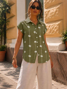 RIGO - Women Print Rayon Short Sleeve Regular Fit Casual Shirt