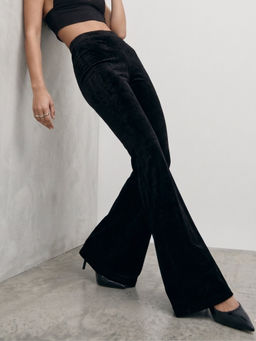 Outzidr - Black High Waist Fitted Pant