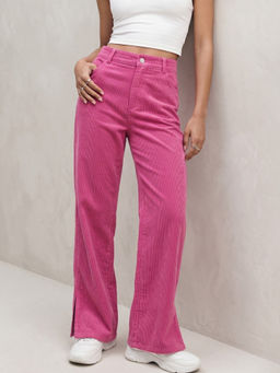 Outzidr - Pink Corduroy Trouser