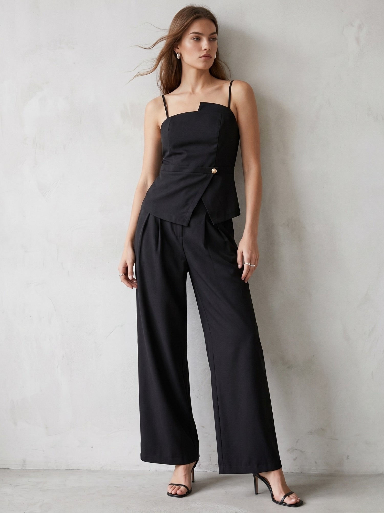 outzidr Black Fitted Metal Trim Co-Ord Set-picture-20