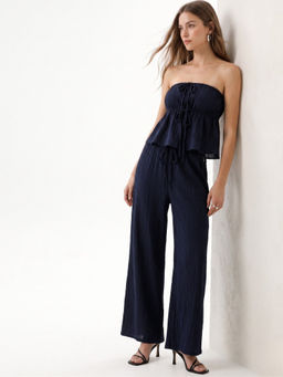 Outzidr - Navy Blue Off Shoulder Co-Ord Set