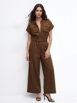 Outzidr - Brown Front Zip -Up Co-Ord Set