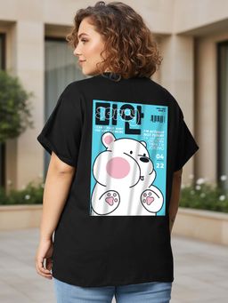 Bewakoof - Women's Black Starboi Graphic Printed Plus Size Boyfriend T-shirt