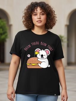 Bewakoof - Women's Black Been There Graphic Printed Plus Size Boyfriend T-shirt