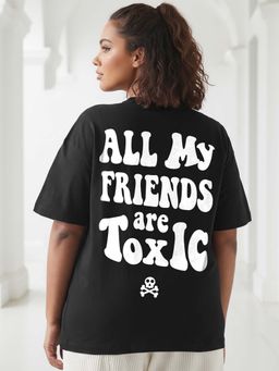 Bewakoof - Women's Black Toxic Graphic Printed Oversized Plus Size T-shirt
